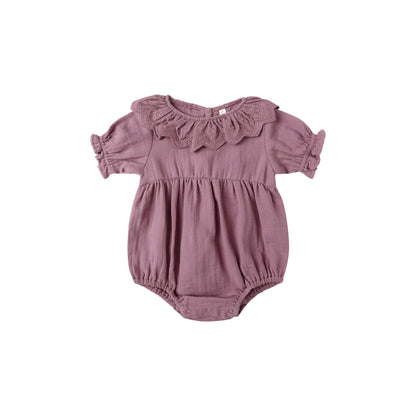 Collared Romper - Mulberry