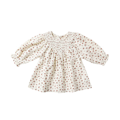 V Smocked Dress - Winter Ditsy
