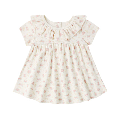 Ruffle Collar Jersey Dress - Flower Field