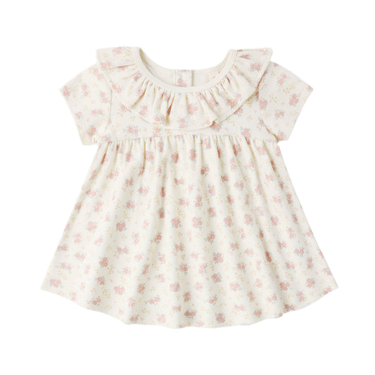Ruffle Collar Jersey Dress - Flower Field