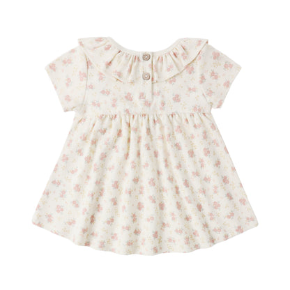 Ruffle Collar Jersey Dress - Flower Field