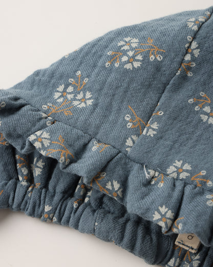 Ruffle Bonnet - Blue Ditsy