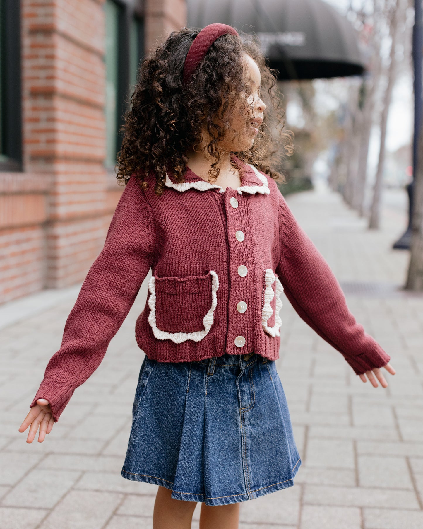 Collared Cardigan - Burgundy