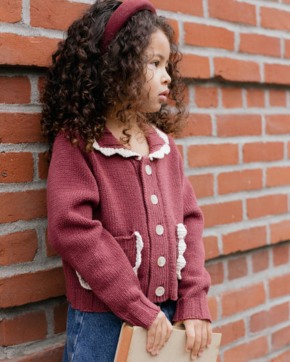 Collared Cardigan - Burgundy
