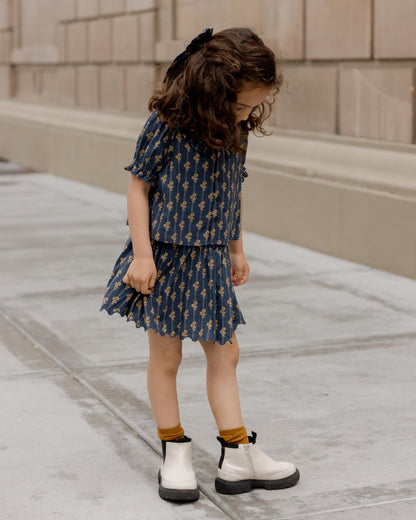 Smocked V Mini Skirt - Vintage Bloom