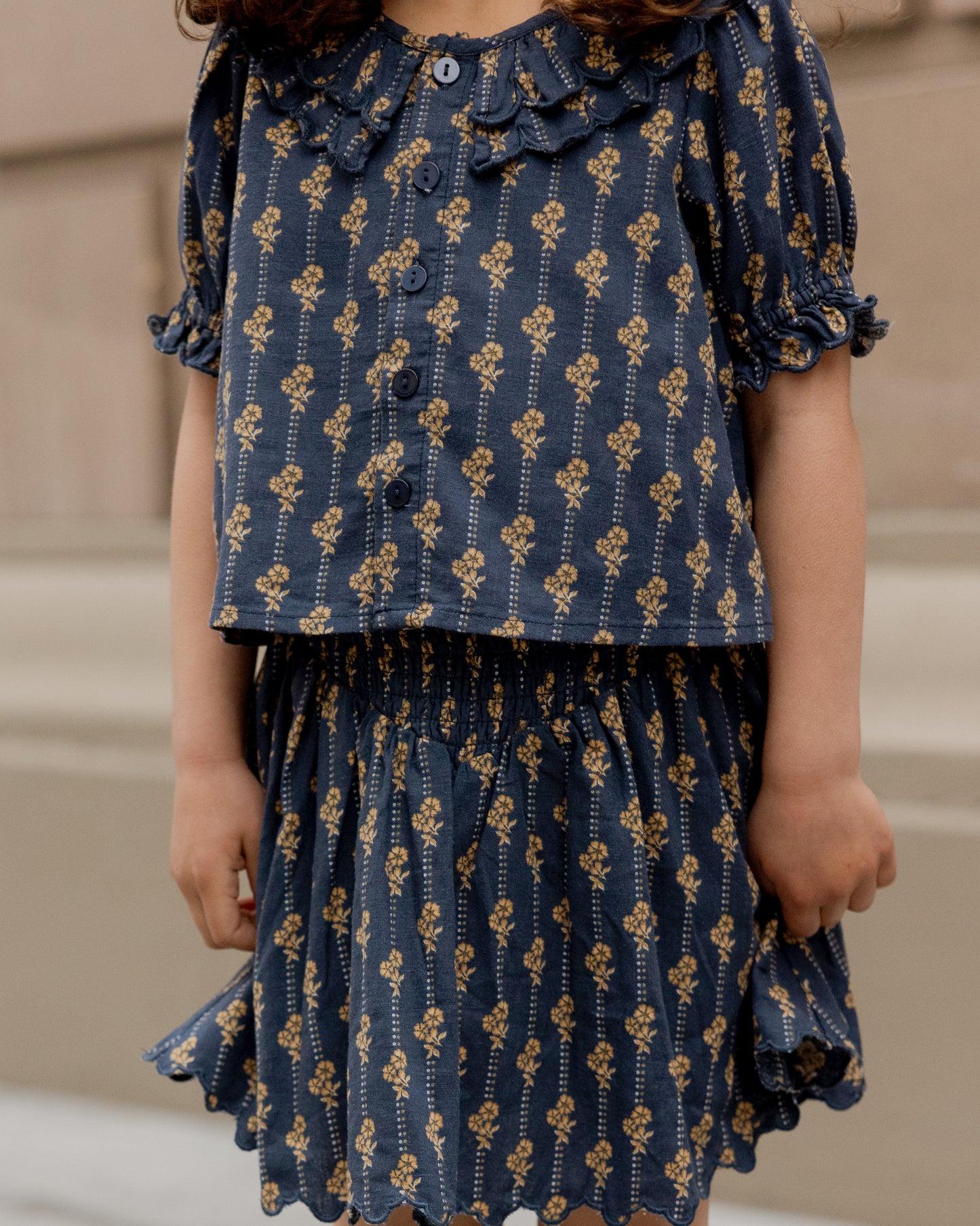 Smocked V Mini Skirt - Vintage Bloom