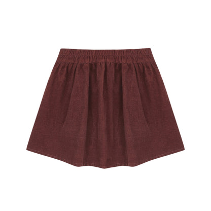 Button Front Mini Skirt - Burgundy