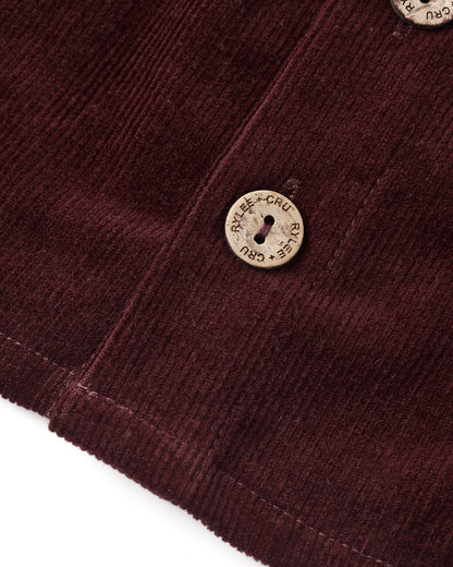 Button Front Mini Skirt - Burgundy
