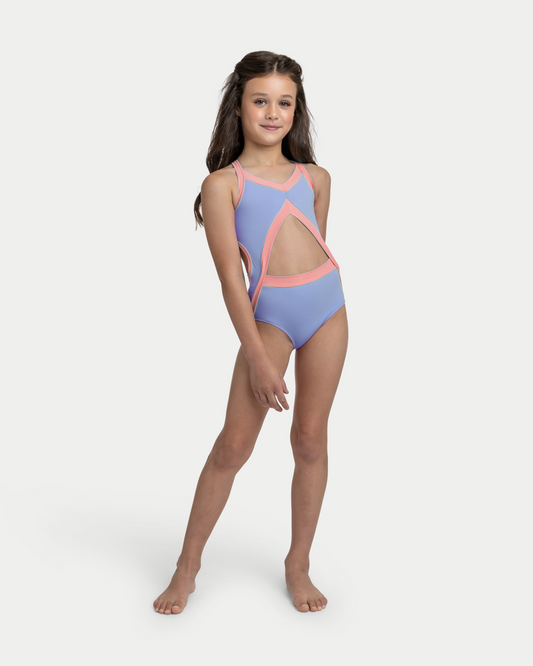 Perry Leotard - Periwinkle & Coral