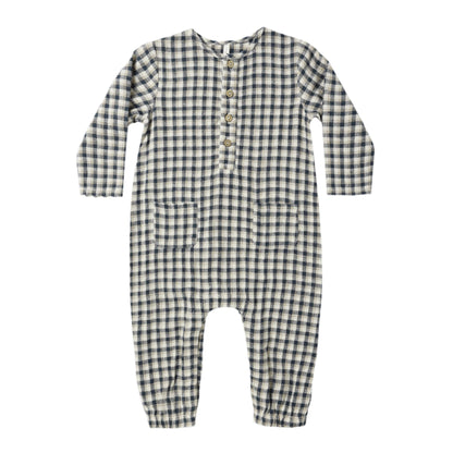 Woven L/S Jumpsuit - Navy Check