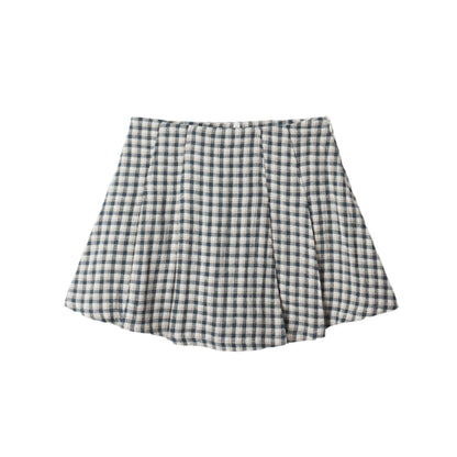 Pleated Mini Skirt - Navy Check