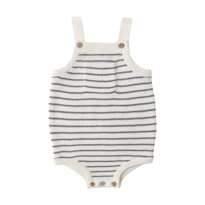 Ashton Knit Romper - Marine Stripe
