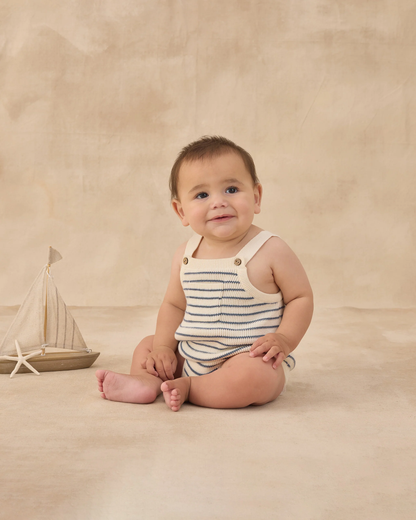 Ashton Knit Romper - Marine Stripe