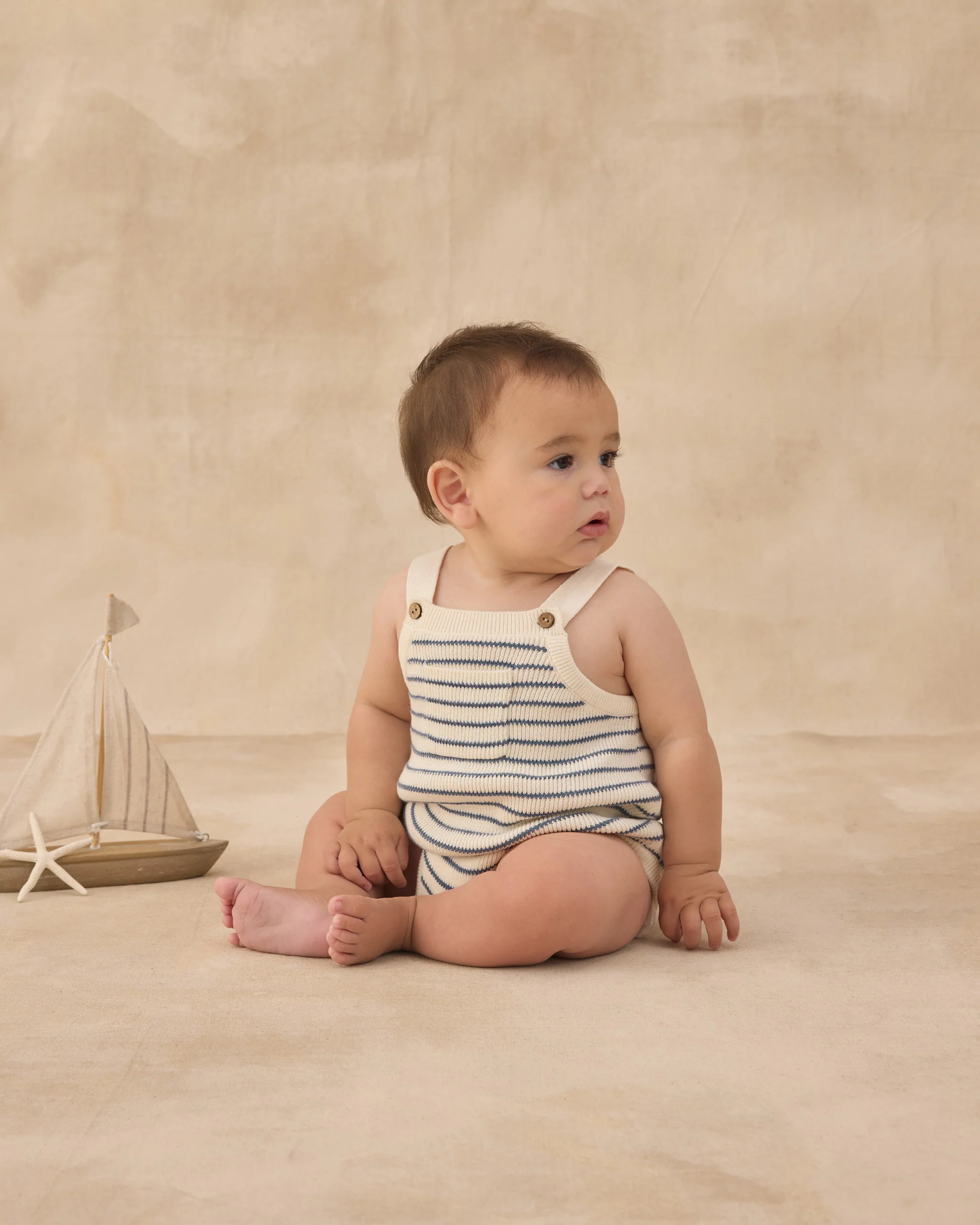 Ashton Knit Romper - Marine Stripe