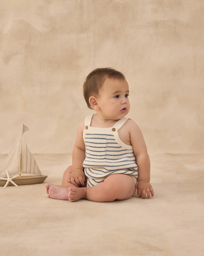 Ashton Knit Romper - Marine Stripe