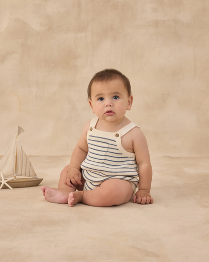 Ashton Knit Romper - Marine Stripe