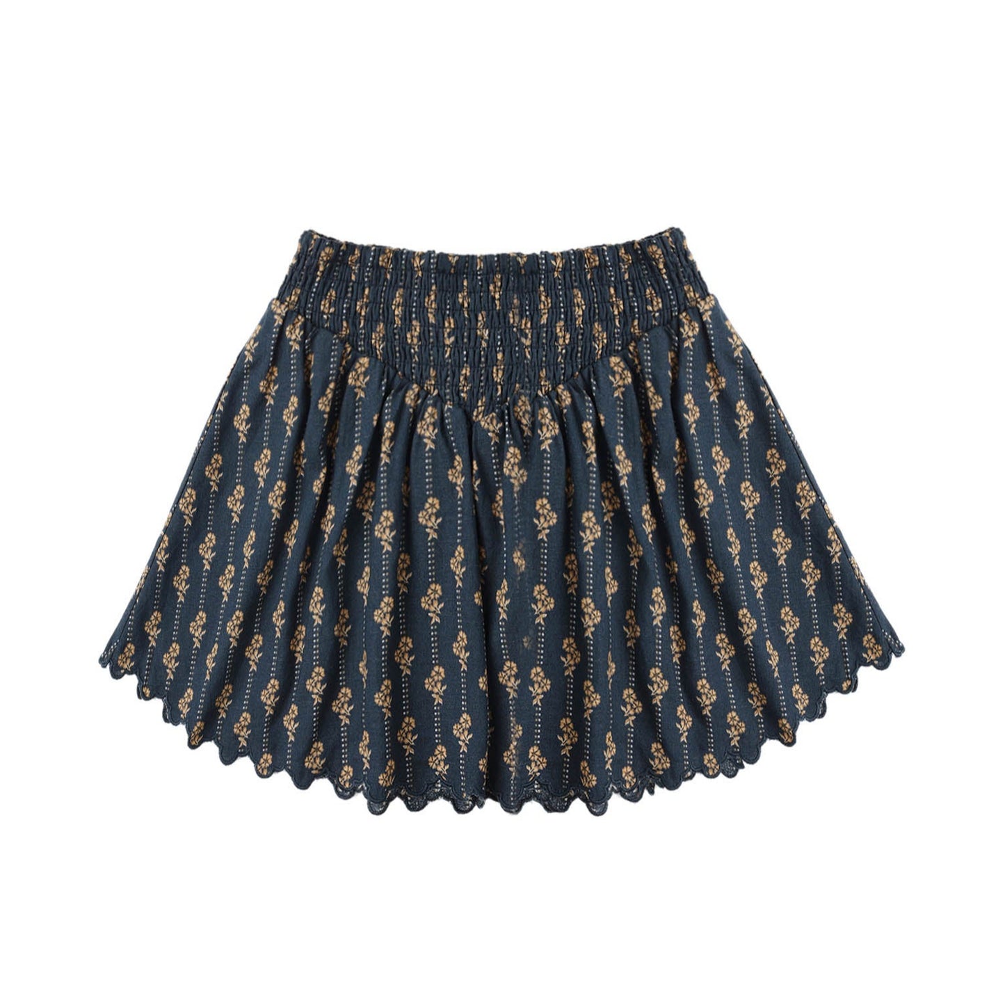 Smocked V Mini Skirt - Vintage Bloom