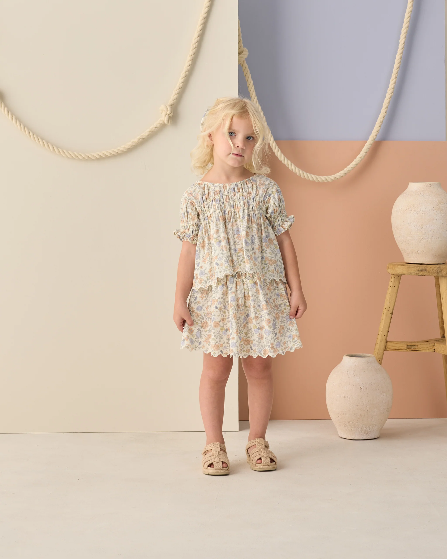 Smocked V Mini Skirt - Bloom