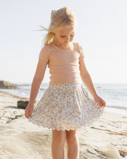Smocked V Mini Skirt - Bloom