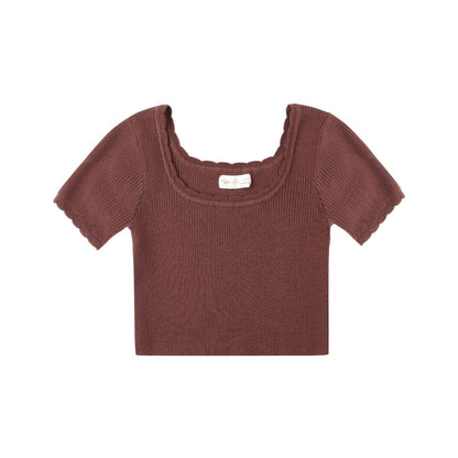 Scallop Tee - Burgundy