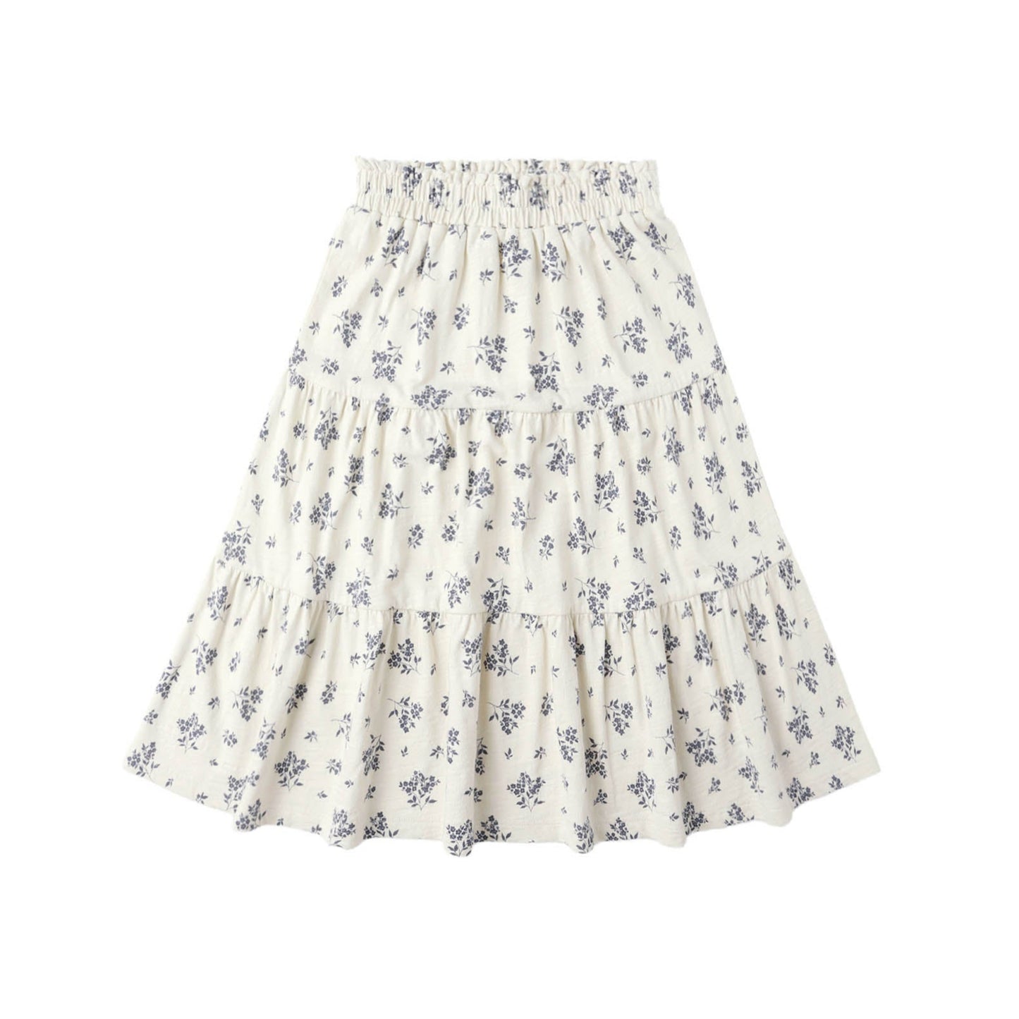 Ruffle Tiered Skirt - Blue Floral