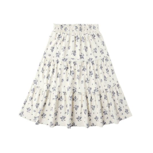 Ruffle Tiered Skirt - Blue Floral