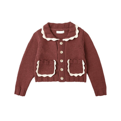 Collared Cardigan - Burgundy