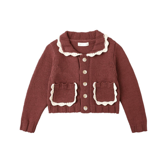 Collared Cardigan - Burgundy