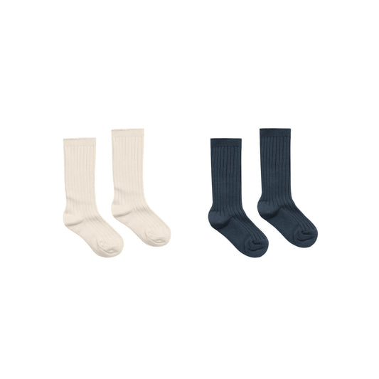 Ribbed Socks - Natural/Navy