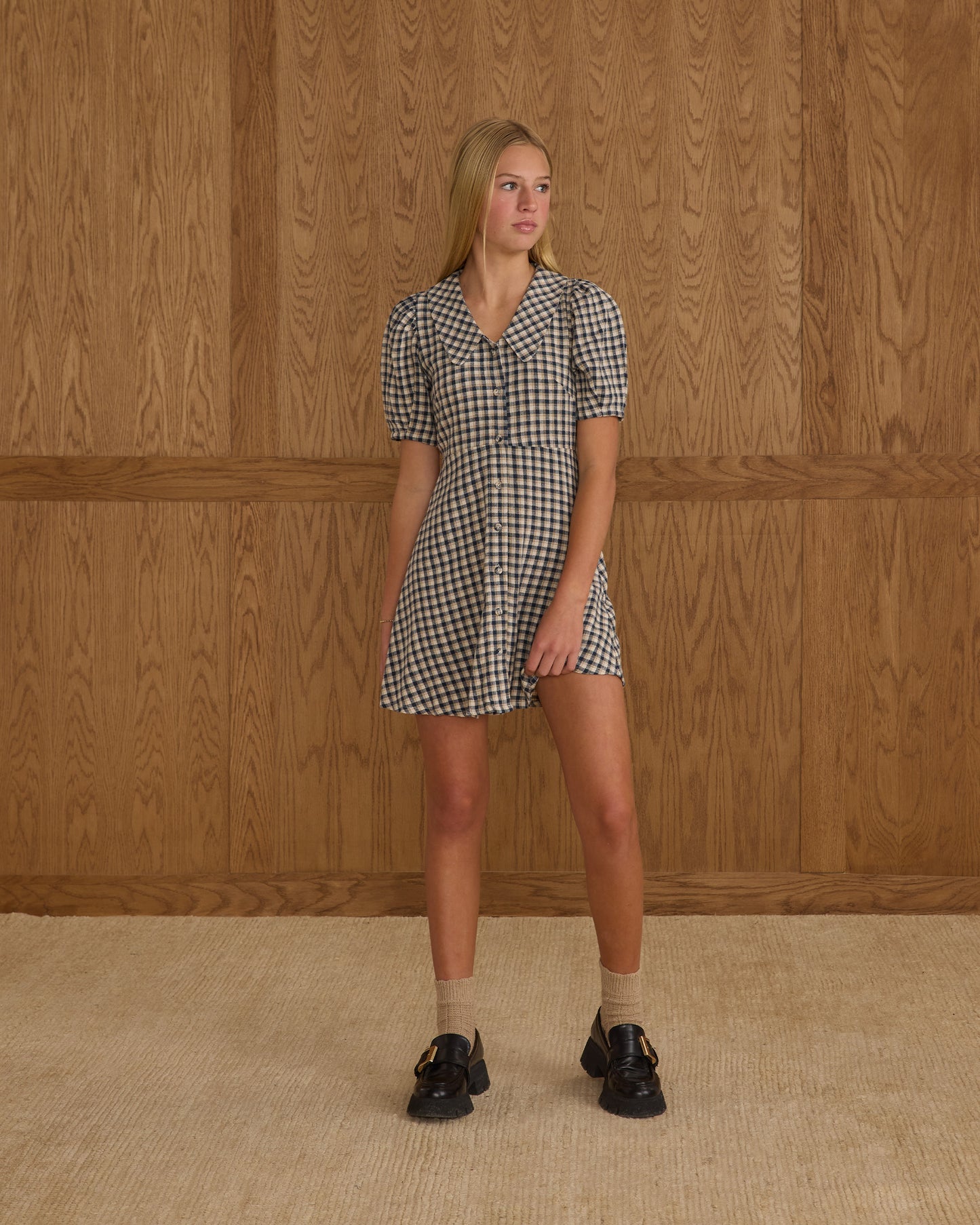Del Mar Dress - Navy Check