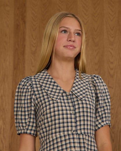 Del Mar Dress - Navy Check