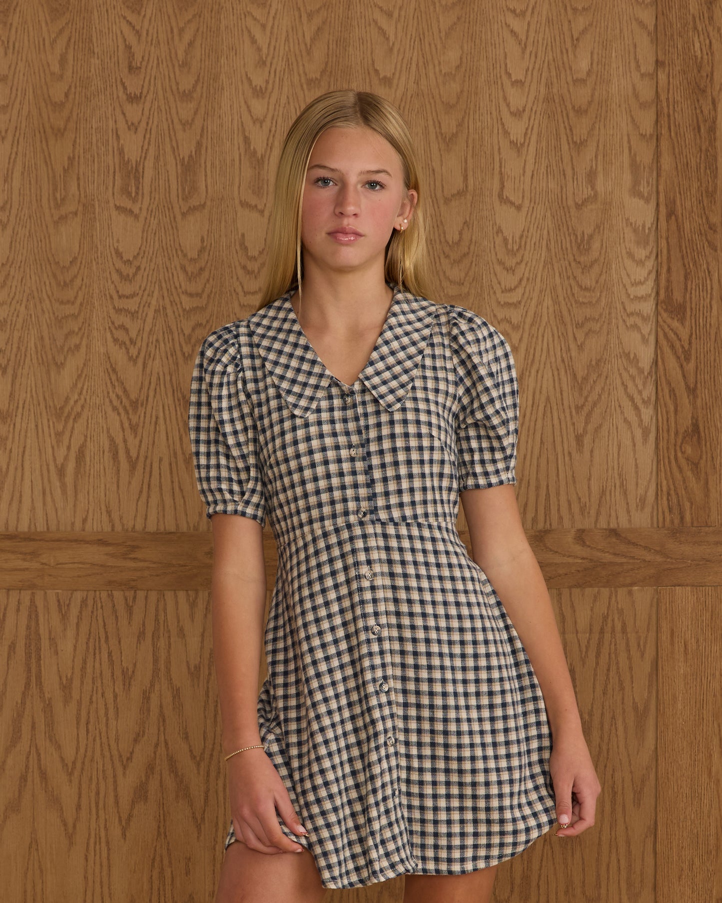 Del Mar Dress - Navy Check