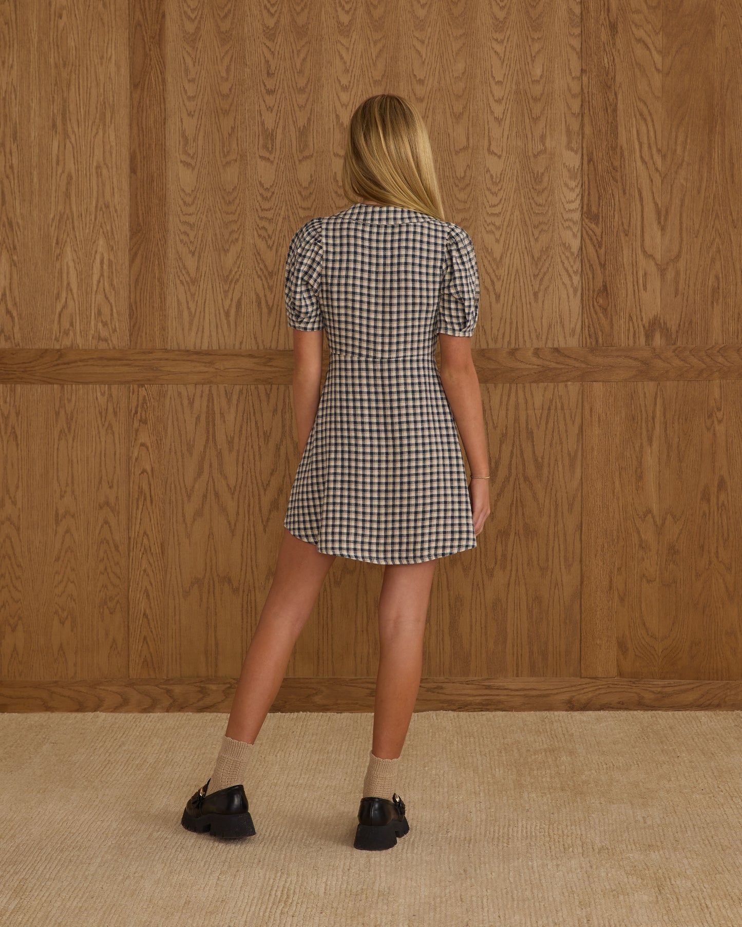 Del Mar Dress - Navy Check
