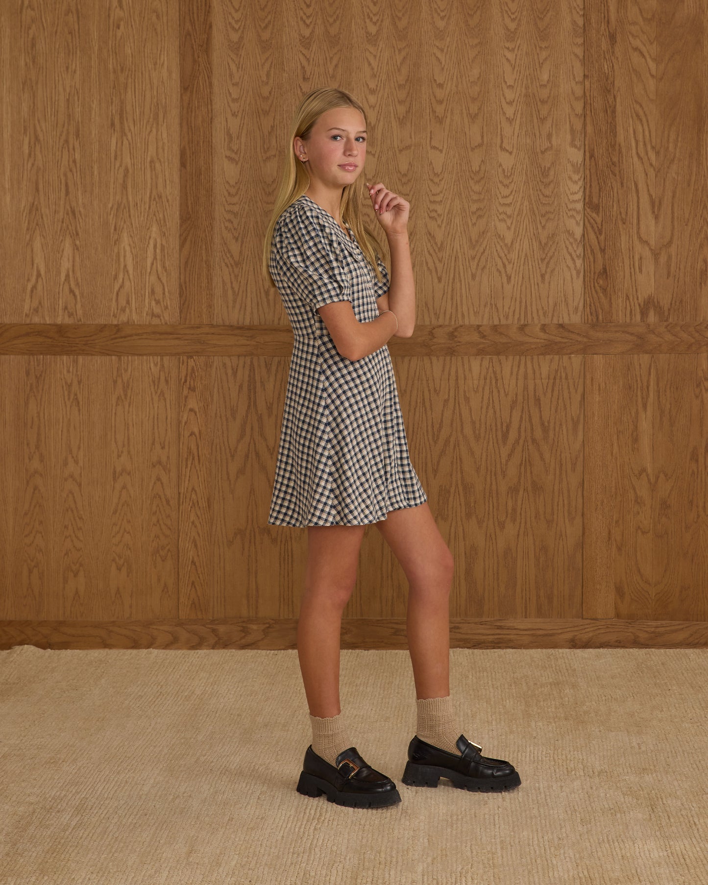 Del Mar Dress - Navy Check