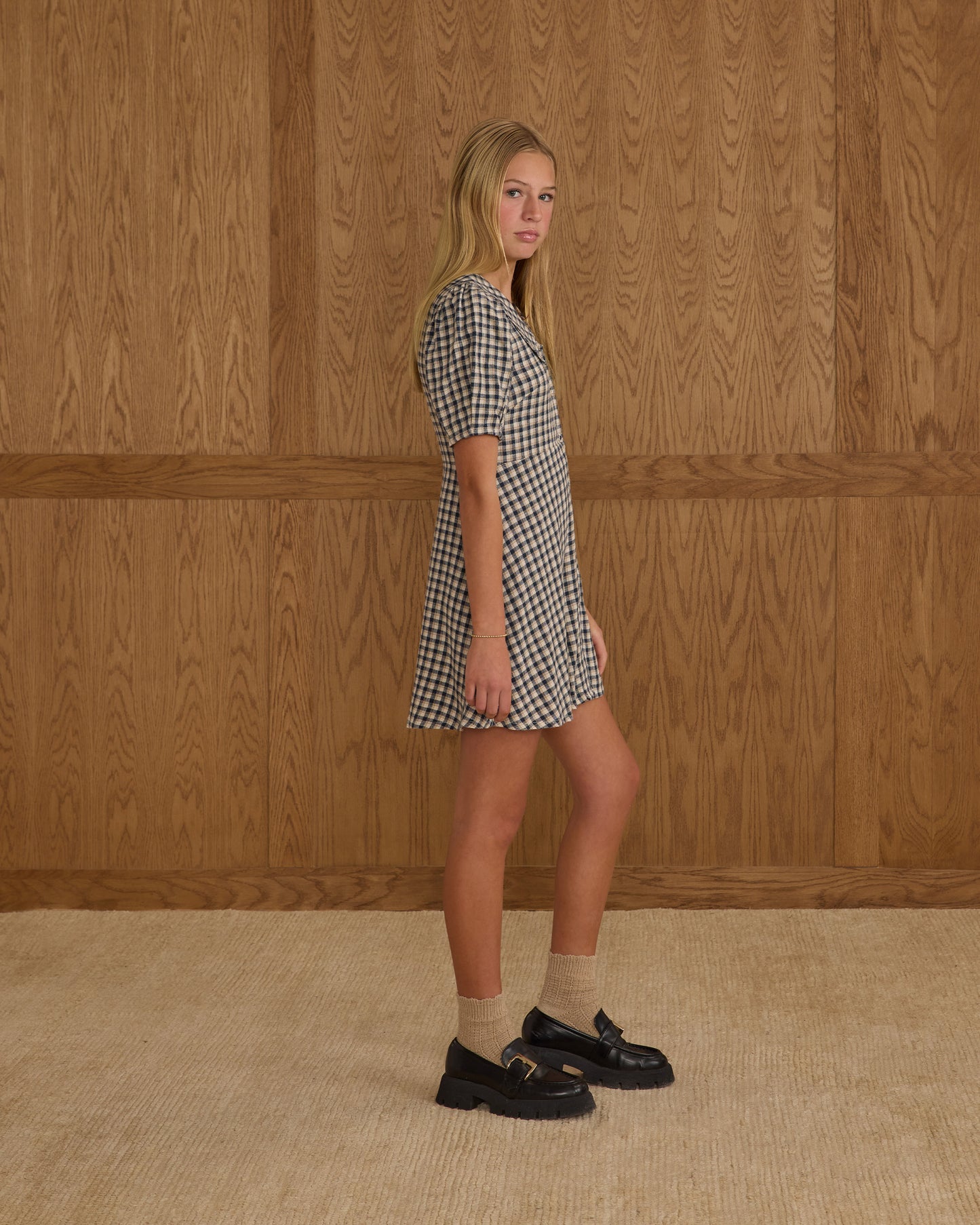 Del Mar Dress - Navy Check