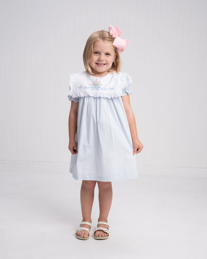 Remi Dress - Porcelain Blue Floral Bow