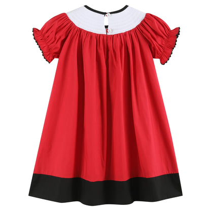 Red/Black Football Smocked Dress