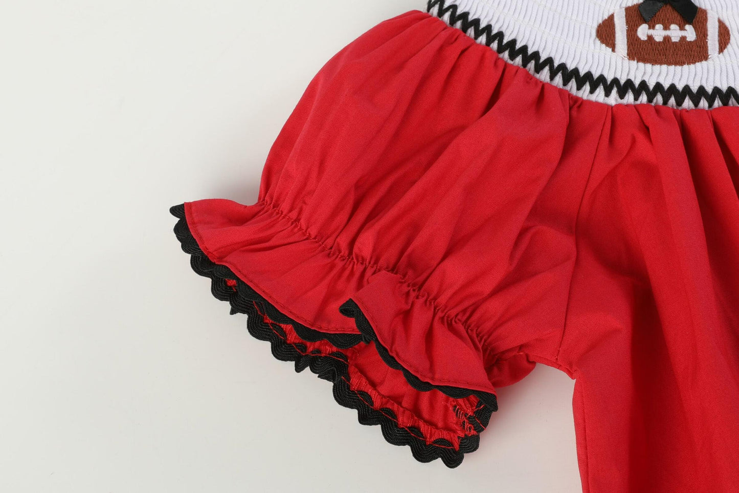 Red/Black Football Smocked Dress