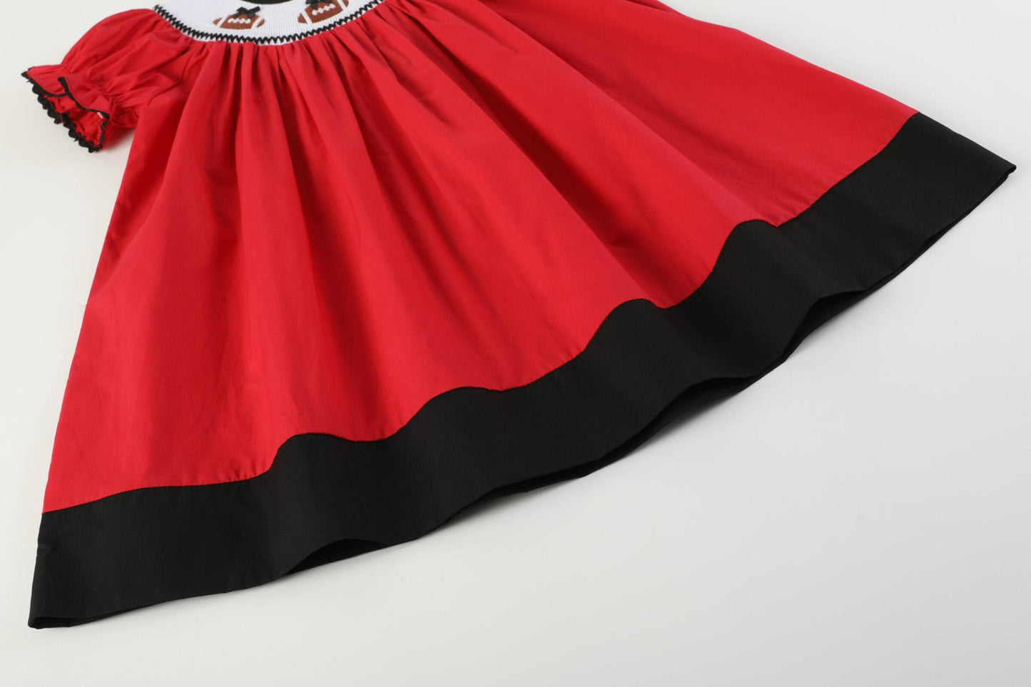 Red/Black Football Smocked Dress