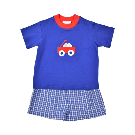 Baseball Wagon Plaid Set