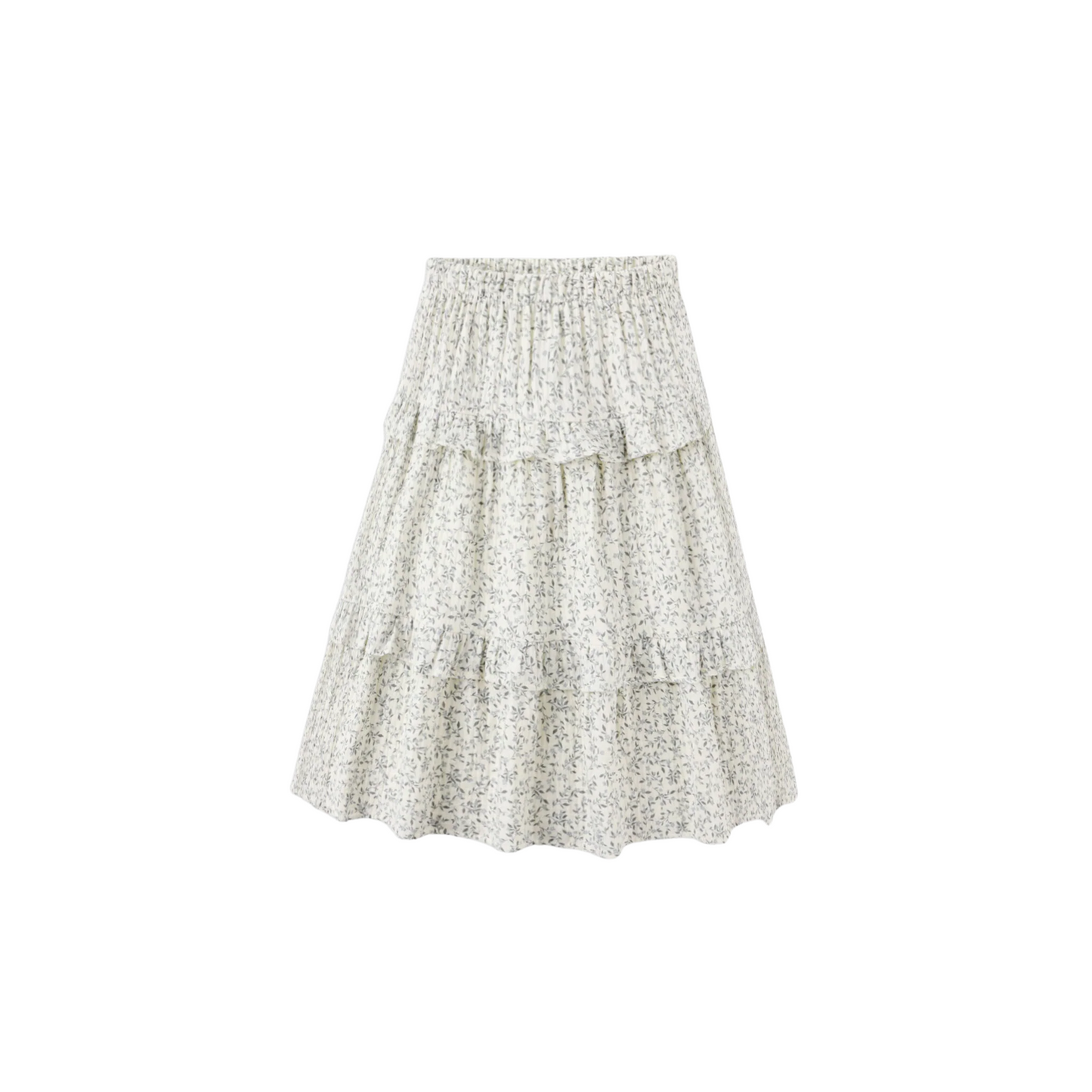 Ruffle Midi Skirt - Blue Vines