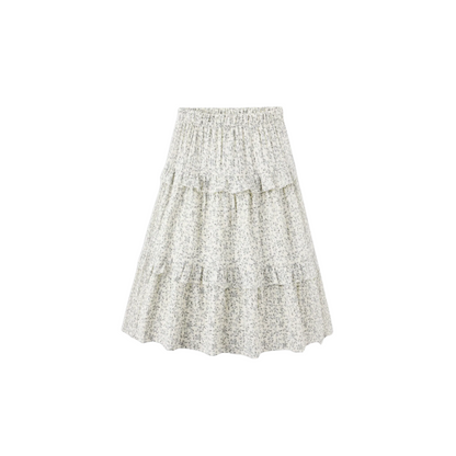 Ruffle Midi Skirt - Blue Vines