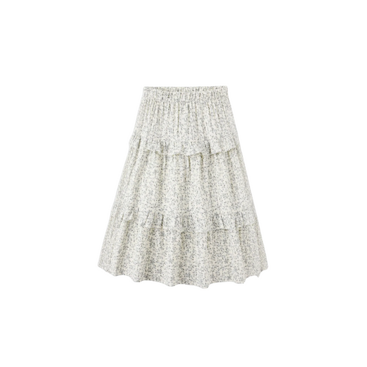 Ruffle Midi Skirt - Blue Vines