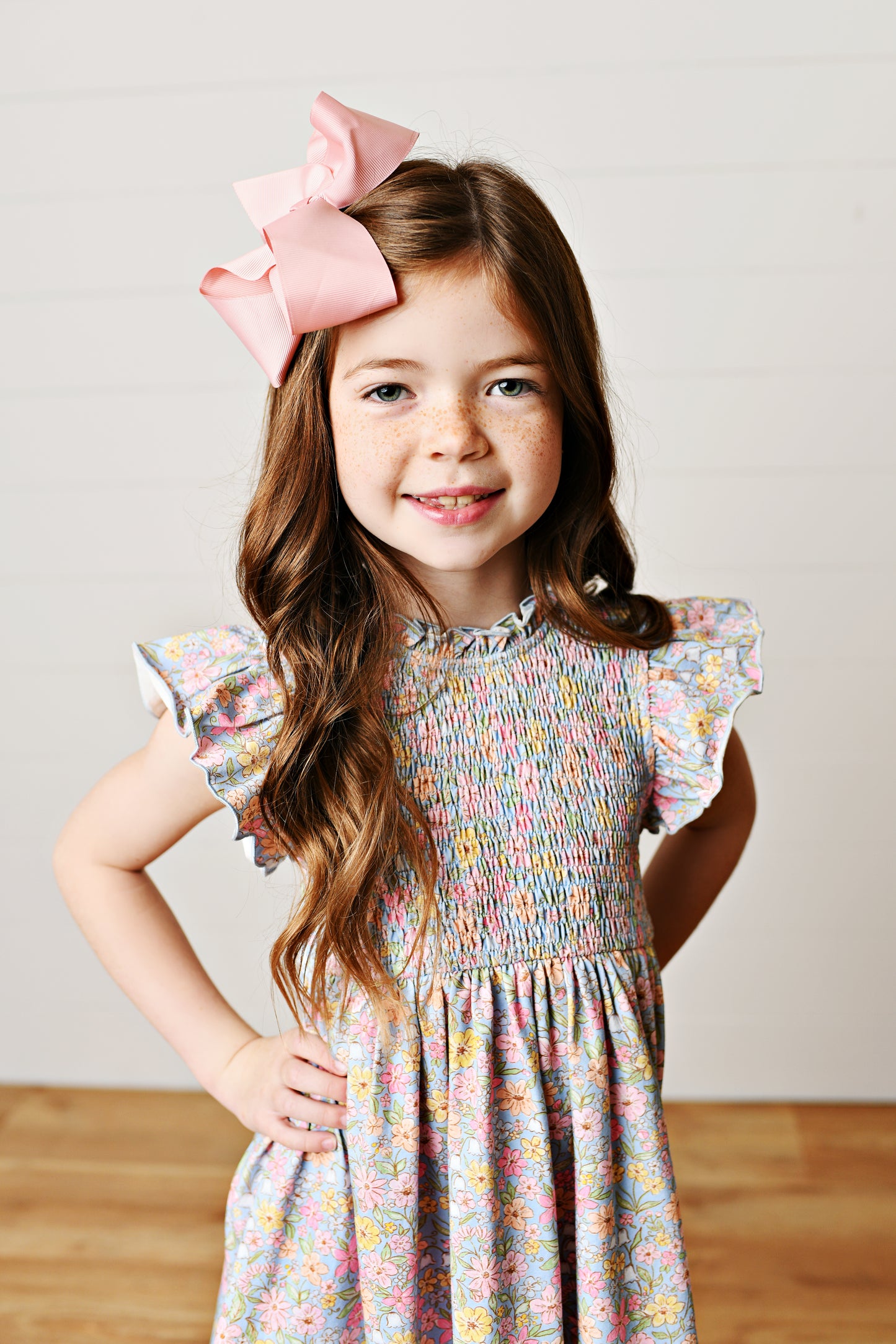 Watercolor Garden Smock Flutter Dress