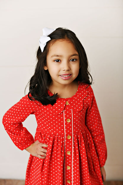 Holiday Ditsy Dottie Picot Dress - SBF2452