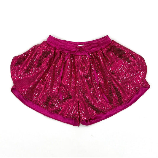 Hot Pink Sequins Butterfly Shorts