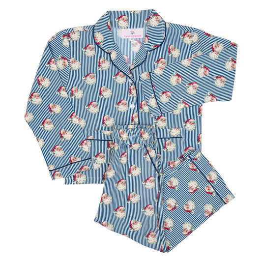 Navy Stripe Vintage Santa PJs