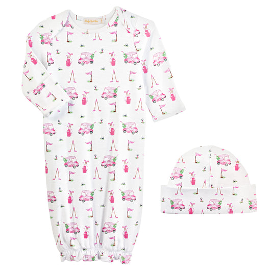 Pink Golf Gown & Hat Set