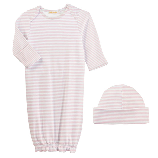 Gown & Hat Set-Pink Stripes-21248