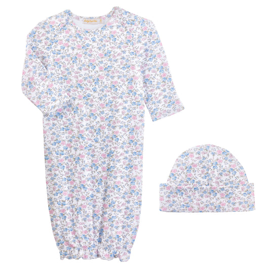 Tiny Soft Floral Gown & Hat